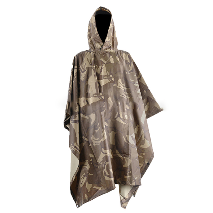Camouflage 190T PVC Coating Military Raincoat Ponchos with Hoodies.png