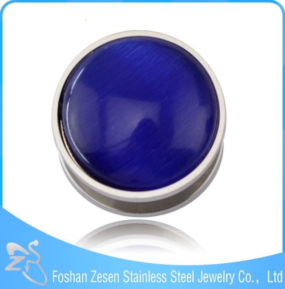 China jewelry manufacturer medical steel natural semi precious stone sapphire ear plugs