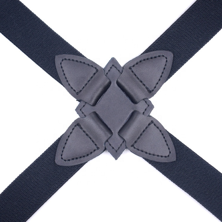 Fashion leather Korean unisex straps two clips pants suspenders