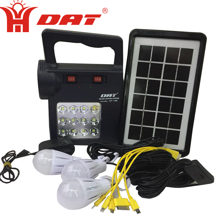 AT-158 DAT home solar lighting system kits  DC portable solar power system with 6v 4500mah lithium battery light