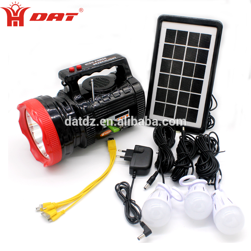DAT Portable led search light AT-X9 solar lighting system kits with mp3 and radio function
