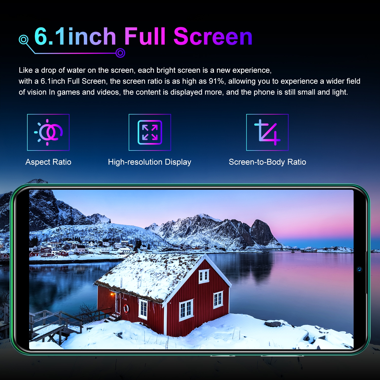 Hot sell 6.1" HD full screen 16GB mobile phone Factory Unlocked Smartphone