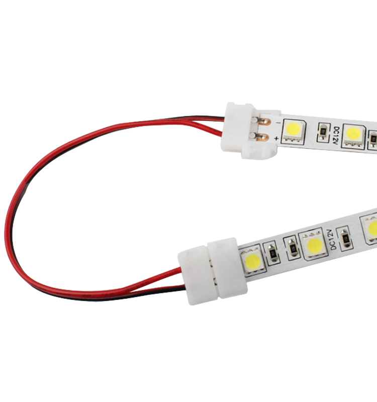 Double LED Strip Connector 4pin 10mm with Wire Free Connect No Need Soldering /Welding Connector For RGB 5050 Led Strip