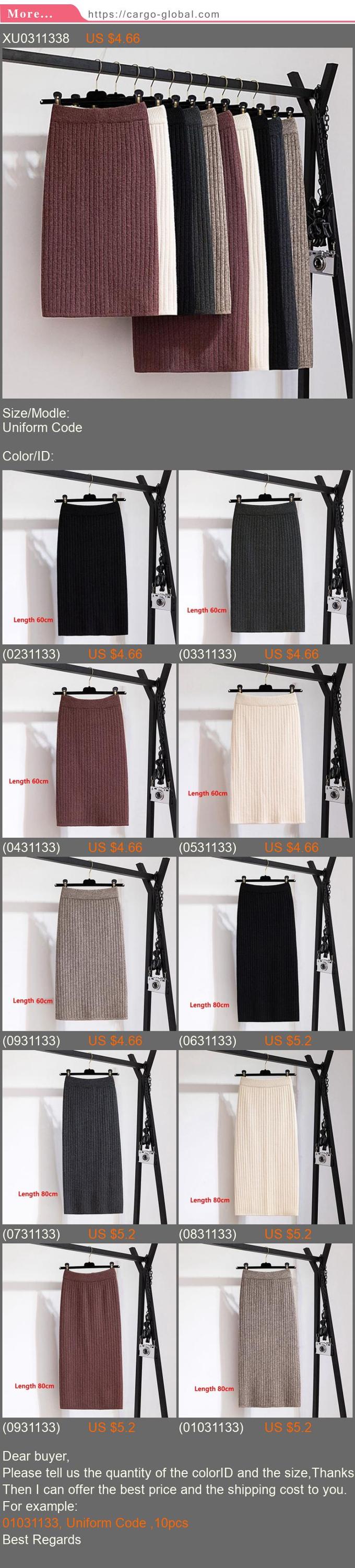 60-80CM Elastic Band Women Skirts Autumn Winter Warm Knitted Straight Skirt Ribbed Ribbed Mid-Long Skirt