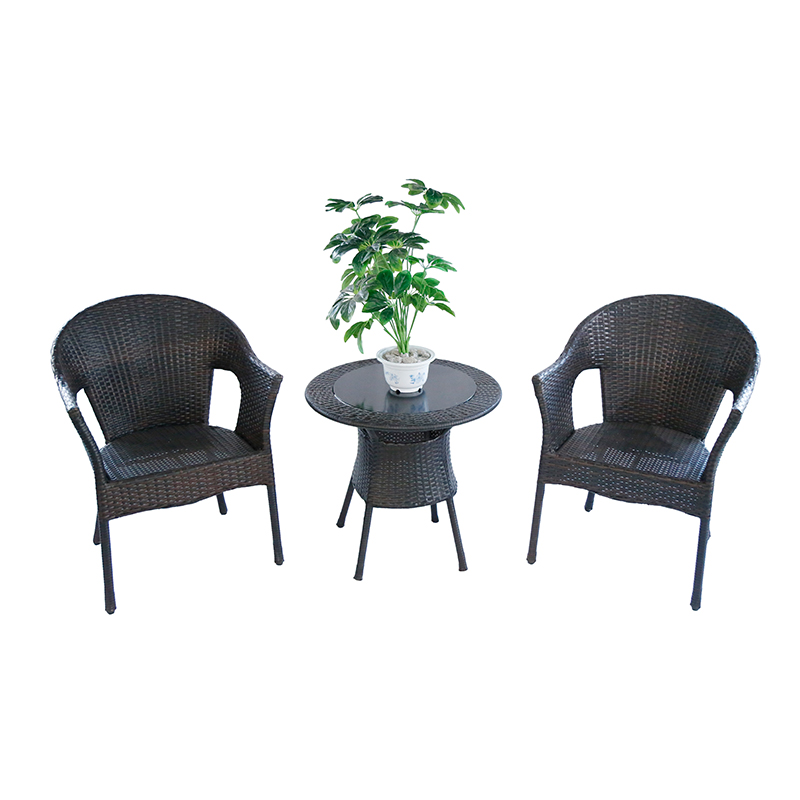 Contemporary Patio Garden Comfortable Rattan Outdoor Furniture Two Seaters Leisure Table Chair