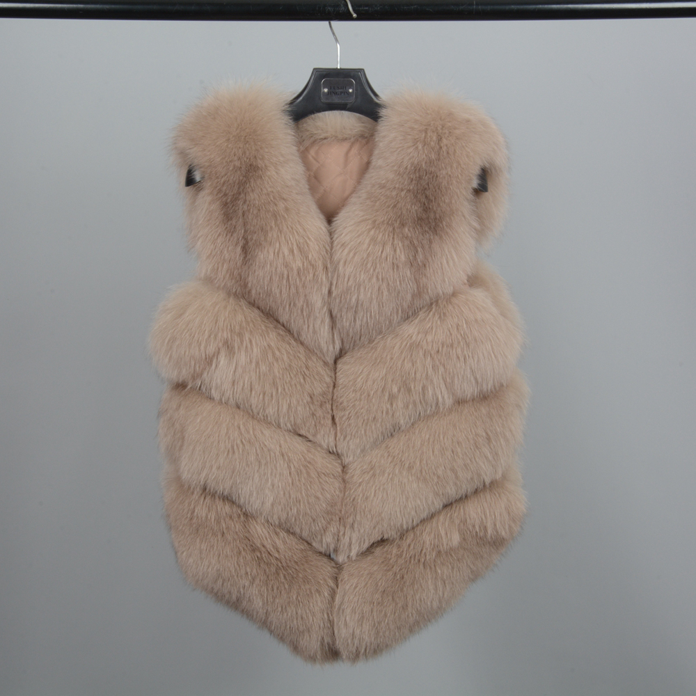 Women's 4 Rows Fur Vest Real Soft Thick Fox Fur Waistcoat Lady Winter Genuine Fashion Gilet Wholesale / Retail