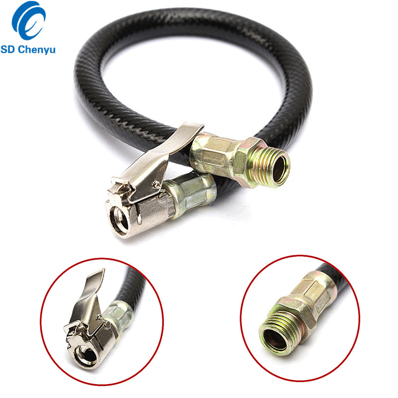 China Manufacturer G1/4" Thread Standard Metal Clip-on Air Inflating Rubber Hose for Air Compressor