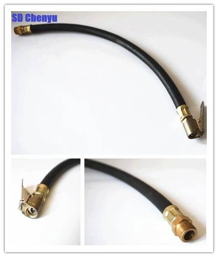 China Manufacturer G1/4" Thread Standard Metal Clip-on Air Inflating Rubber Hose for Air Compressor
