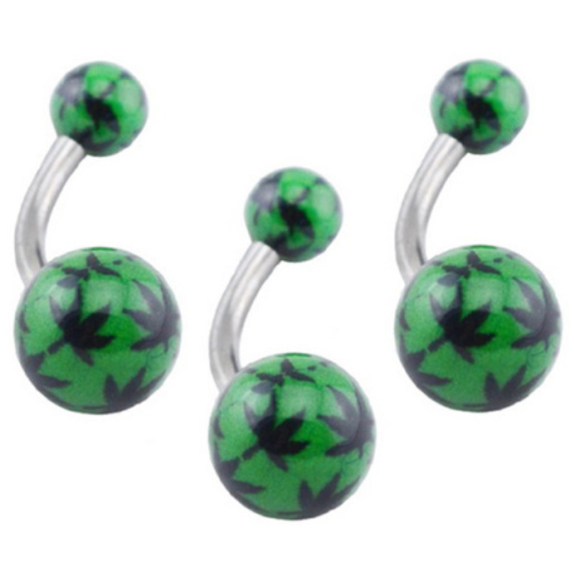 Buy Fashionable Green Leafy Ring Belly Body Jewelry – Body Piercing.png