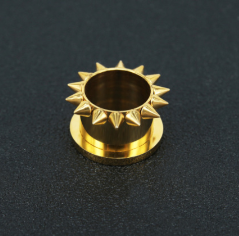 Buy New Stylish Stainless Steel Tunnel In Gold Color With Some Spikes.png
