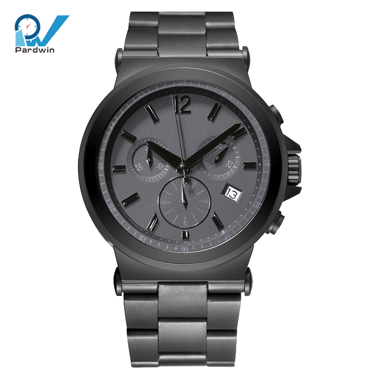 PVD plating black watch shiny stainless steel case Swiss Ronda movement ...