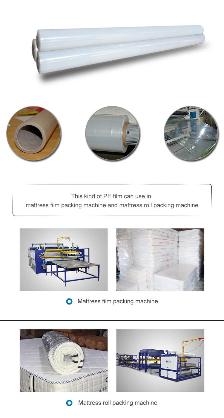 PE super clear film use for mattress film packing and mattress roll packing