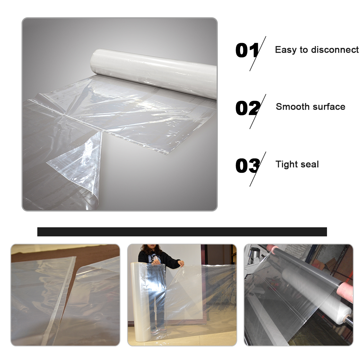 Clear plastic bags on roll