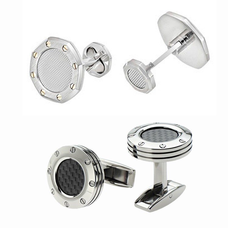 Cuff Links Polished Finish Stainless Steel Luxury French Tuxedo Shirt Cufflinks for Men
