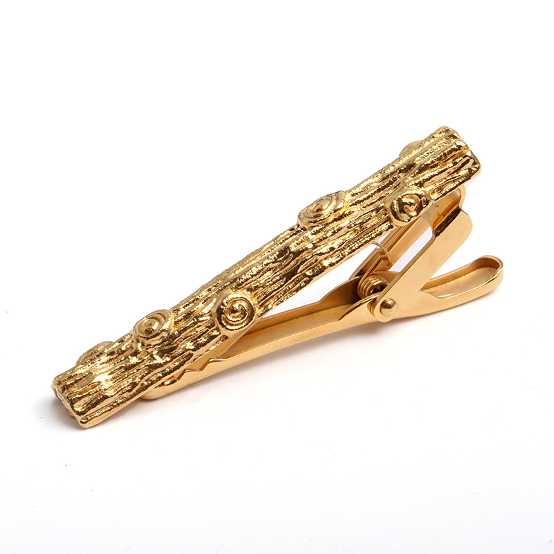 Gold Plated Unique Tree Stump Shaped Tie clip For Men