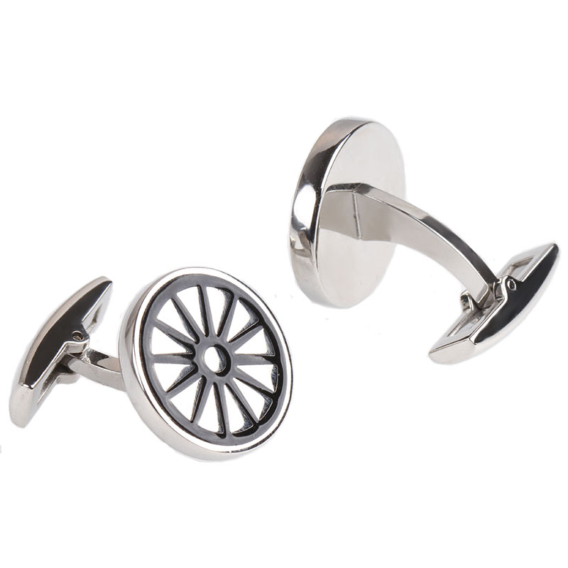 wholesale wheel shaped design stainless steel cufflinks for mens shirts