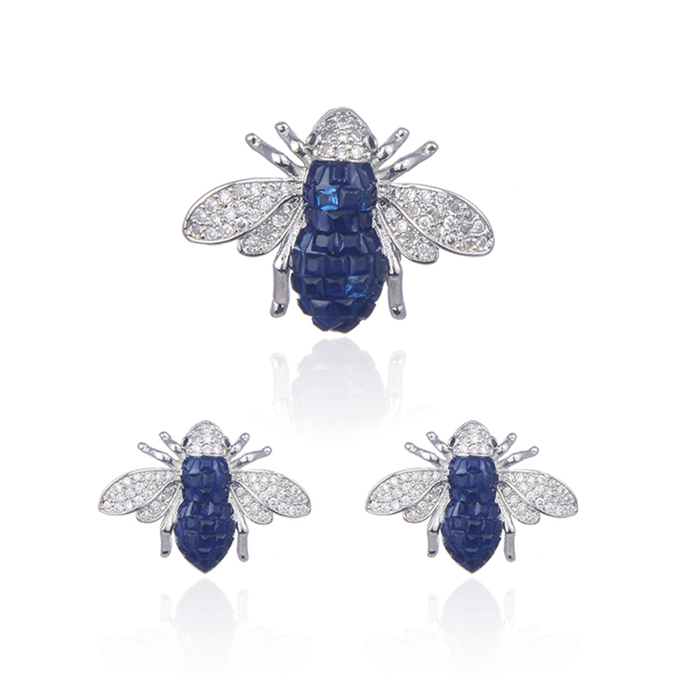 Wholesale 18K Platinum Plated Animal Bee Pendant Necklace Earrings Set