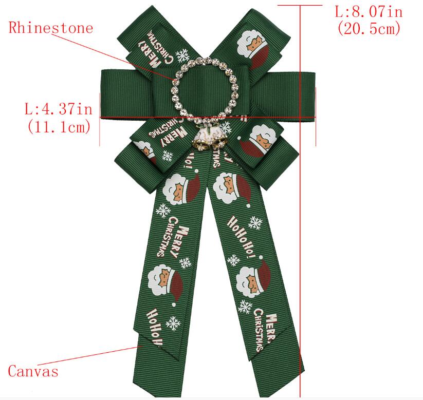 Factory wholesale women multi-layer bow diamonds Christmas Santa Claus bow tie brooch