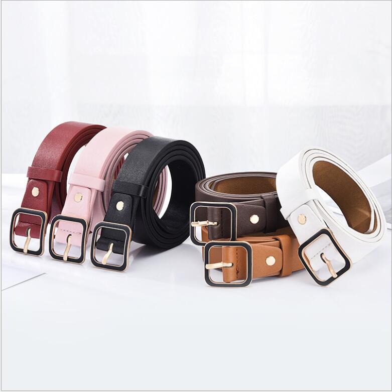 Factory Wholesale Fashion PU Leather Waist Buckle Woman Solid Color Belt