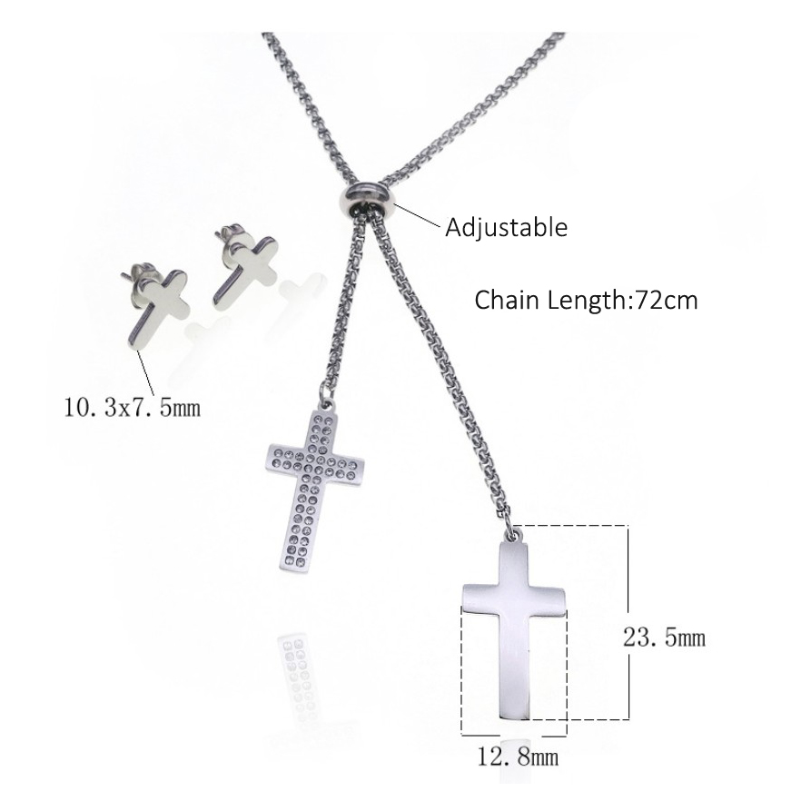 Fine Big Costume Cross 4 Pieces Alloy Stainless Steel Jewelry Set
