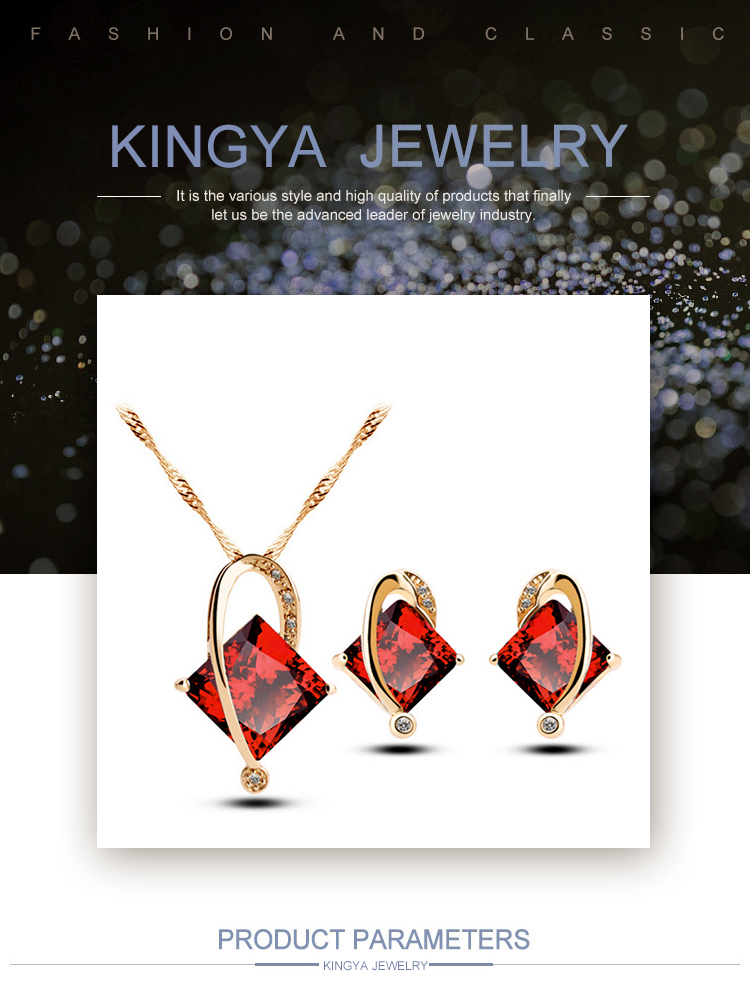 Fine gold plated diamond shape women jewelry set online shopping
