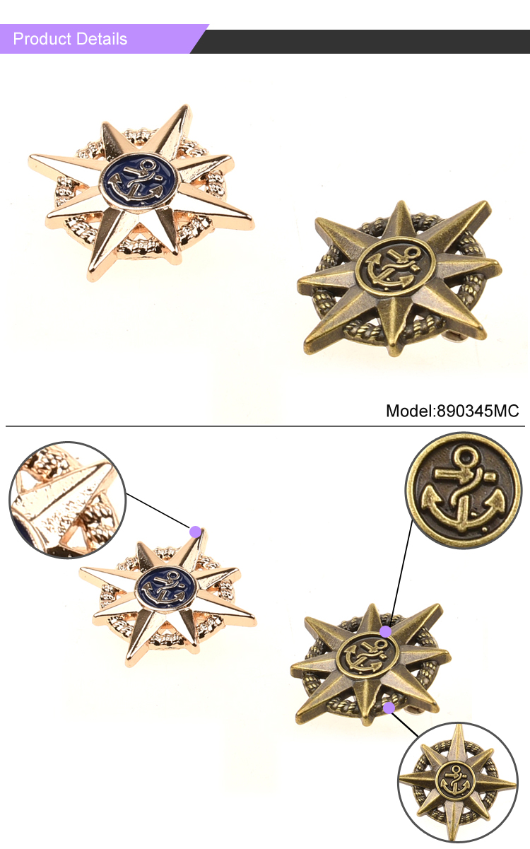 shape custom shield brooch badge lapel enamel pin 3 metal brooches for men