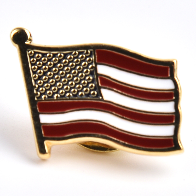 Promotion Metal Custom Nation Pattern American Country Flag Lapel Pins Wholesales Safety Pin Brooch