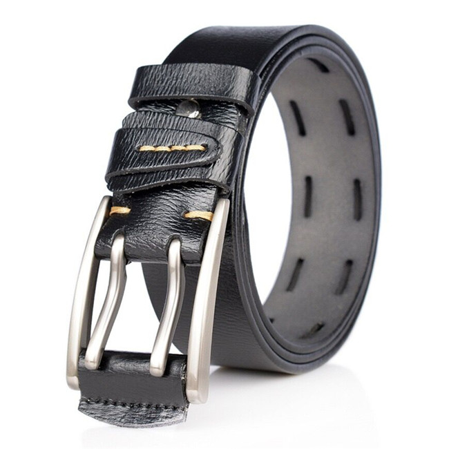Casual High Quality Pure Cowhide Leather Belts Genuine Leather Man With Double Pin Roller Buckle