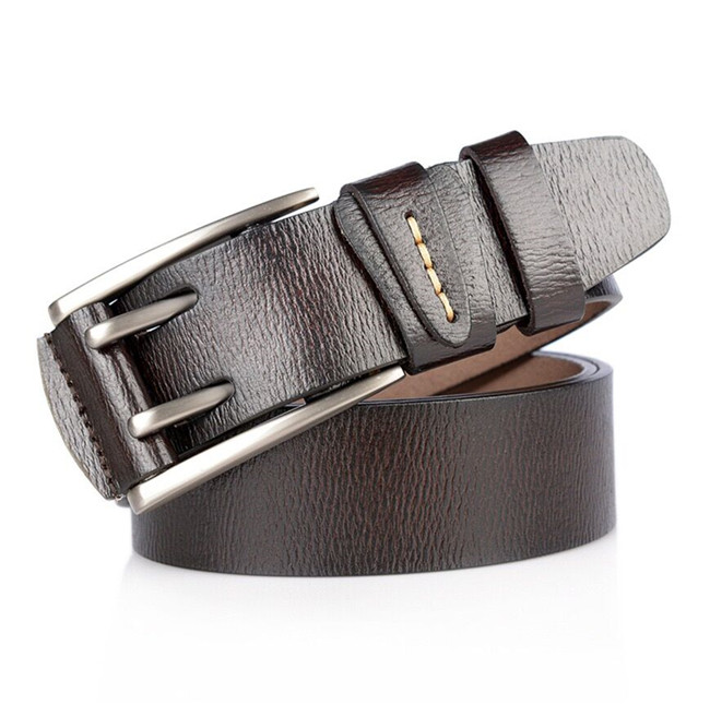 Casual High Quality Pure Cowhide Leather Belts Genuine Leather Man With Double Pin Roller Buckle