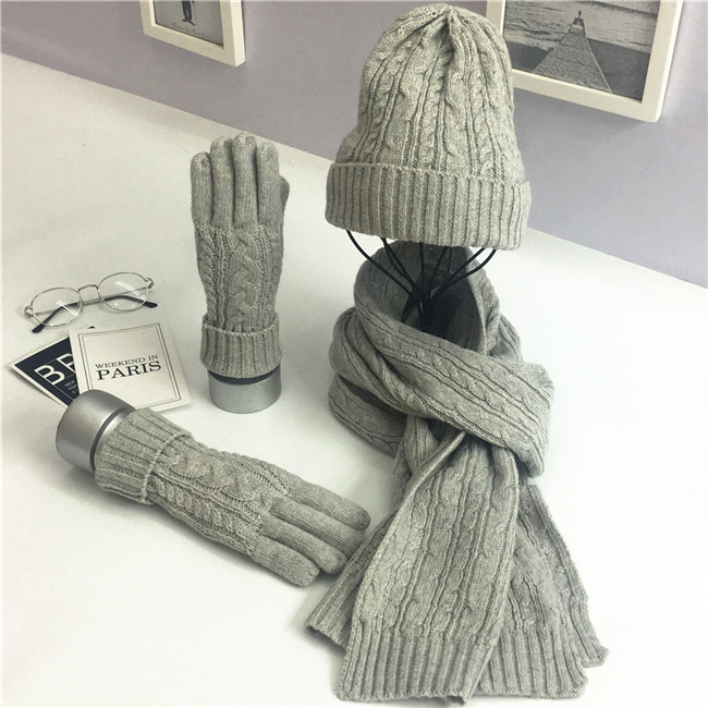 Hot Selling Knitted Winter Hat And Scarf Gloves Winter Set For Women