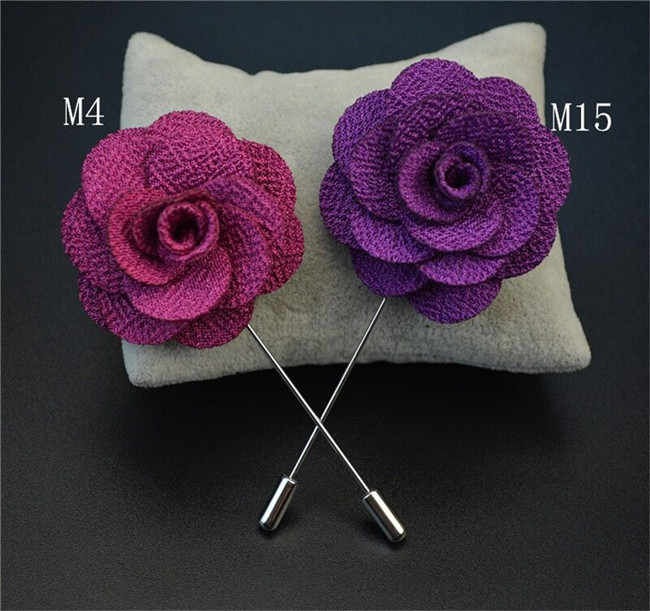 Handmade Fabric Flower Brooch Lapel Pins For Clothes Dresses