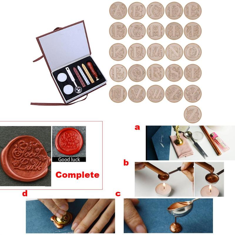 Alphabets Metal Hot Sealing Wax Stamps Set Dia 25mm Stamps Wax Seals Delicate Cuprum Stamps With Durable Gift Box