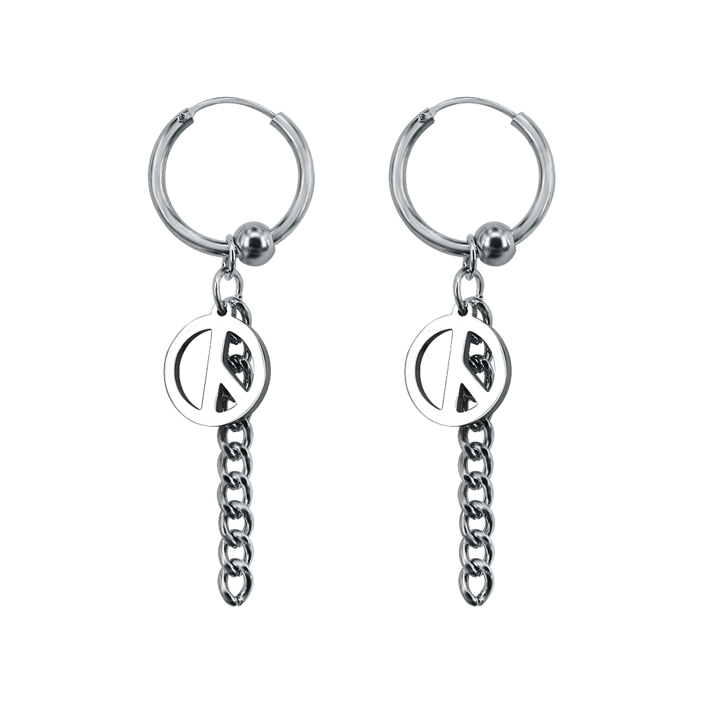 With the chain stainless steel piercing earrings