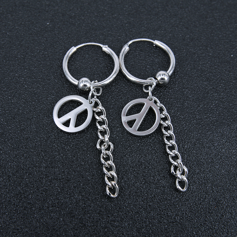 With the chain stainless steel piercing earrings