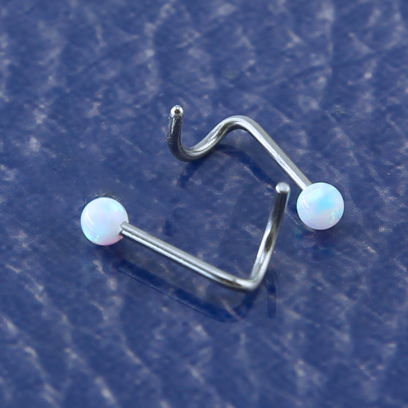316Lstainless steel nose body jewelry  nose studs with round shape blue opal