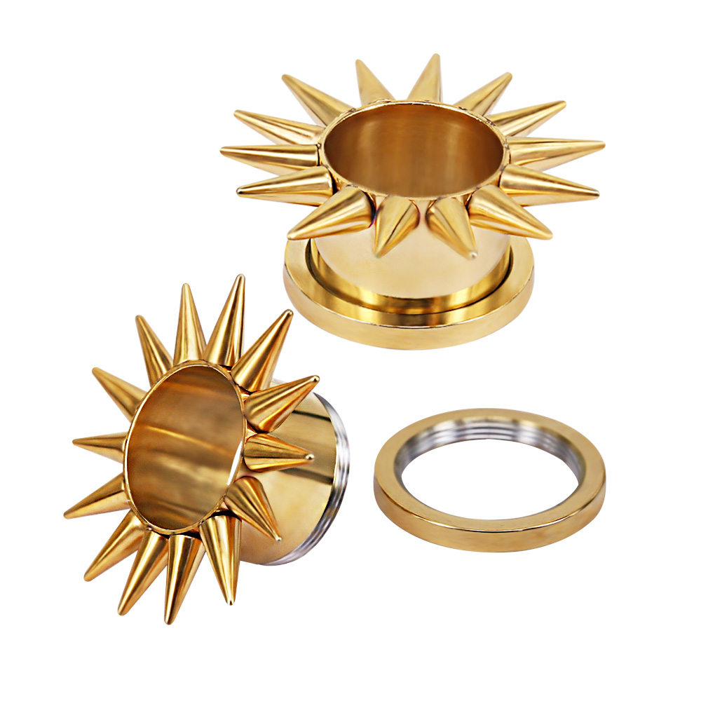 3-25mm Gold Sun 316L stainless steel flesh tunnel fashion ear plug body jewelry