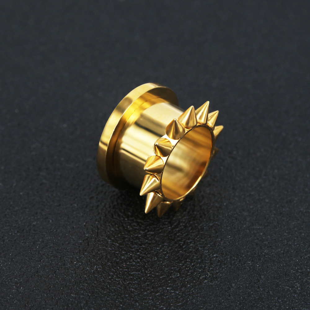 Gold plated Spike design Surgical Stainless steel  flesh tunnel piercing expander