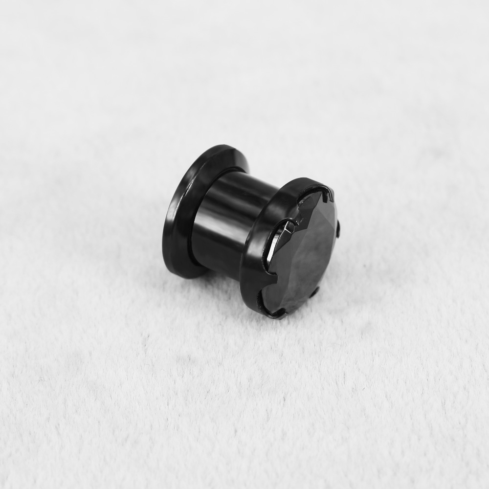 Plating Black Gem man Ear tunnels Laser logo Stainless Steel Jewellery