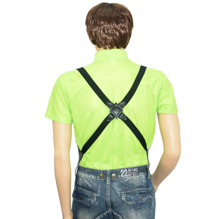 Fashion leather Korean unisex straps two clips pants suspenders