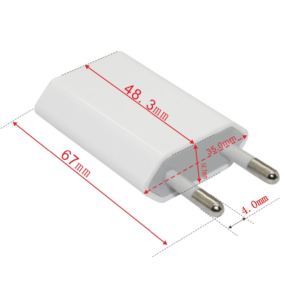 For Ipone5 5s 5c EU Plug Genuine 5V 1A 1000mAh USB Power Travel Adapter AC Wall Charger for iPhone, Samsung, HTC