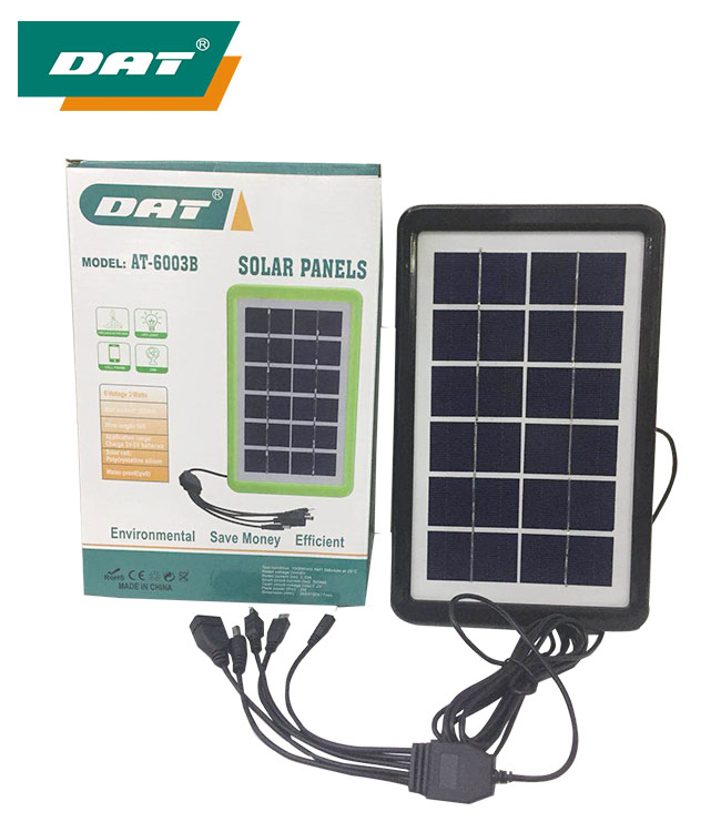 AT-6003B   DAT polycrystalline Solar panel 6v3w solar panel with mobile phone charger line