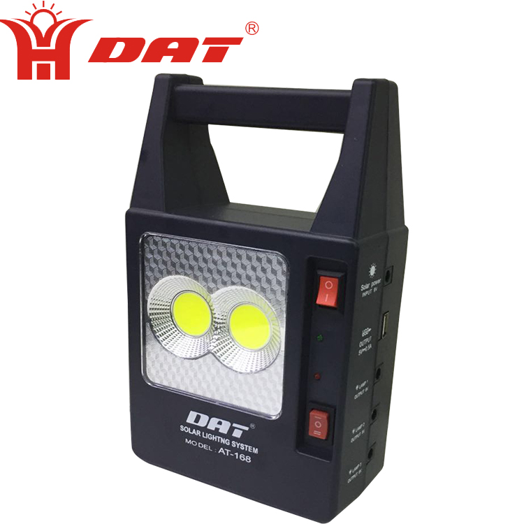 AT-168 DAT home solar lighting system kits  DC portable solar power system with 6v 4500mah lithium battery light