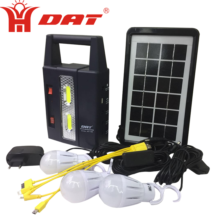 AT-138 DAT home solar lighting system kits  DC portable solar energy system with USB charging function