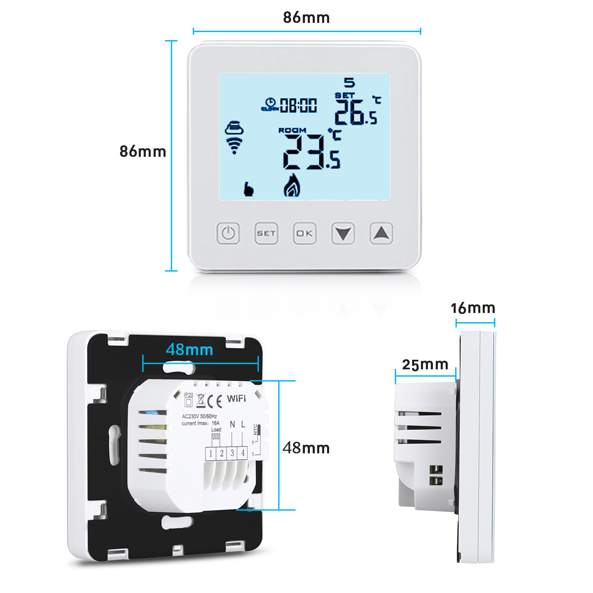 Digital Smart Home Wifi Thermostat With Android And iOS App Control