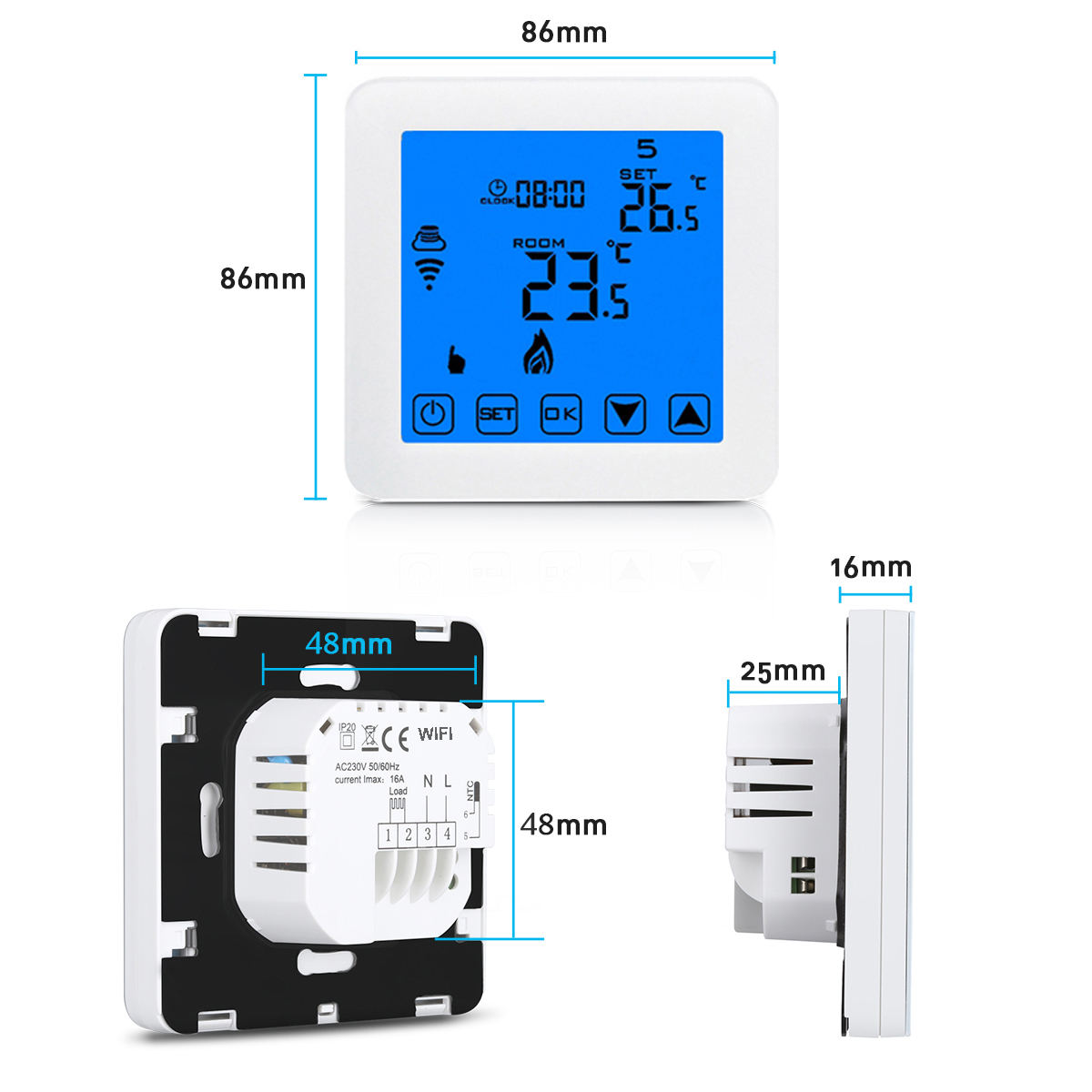 WIFI Carbon Fiber Underfloor Heating Digital Electronic Thermostat