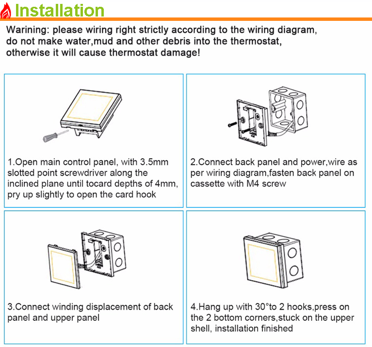 Electric Foor Heating Thermostat For Underfloor Heating Mats Heating Film