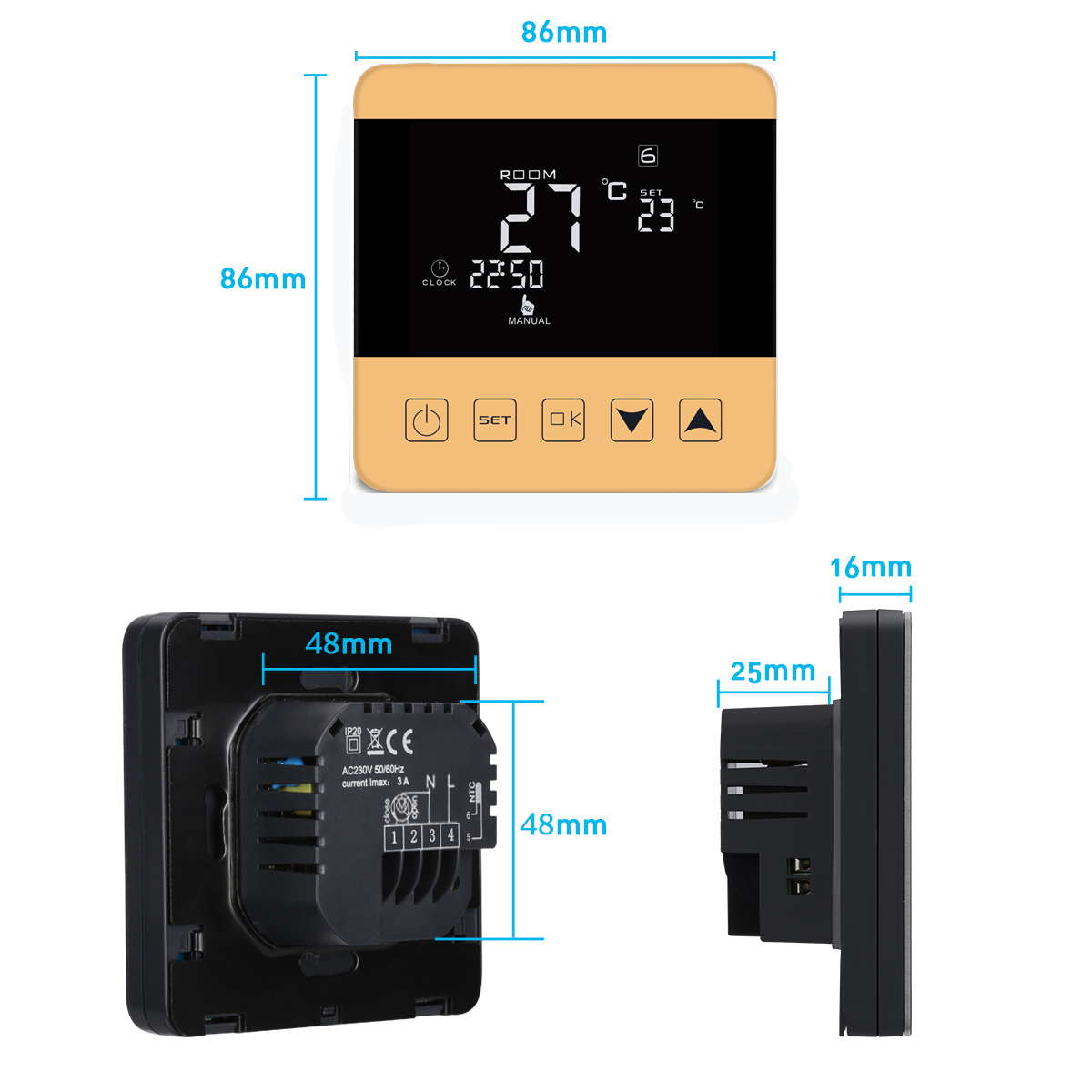 LCD digital room thermostat programming temperature controller radiant heat thermostat for heated floor