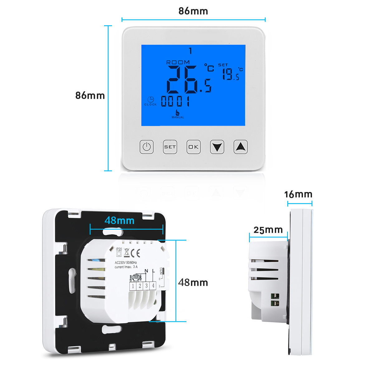 LCD screen touch radiator thermostat electronic programmable heating temperature controller heating distributor controller