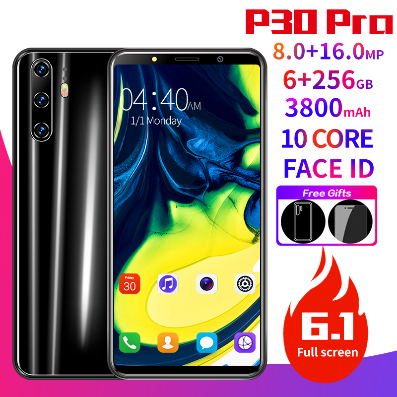 Hot sell 6.1"  P30 Pro 3G mobile phone  HD+   LCD Resolution 2230*1080 with long battery  Unlocked cell phone  free shipping