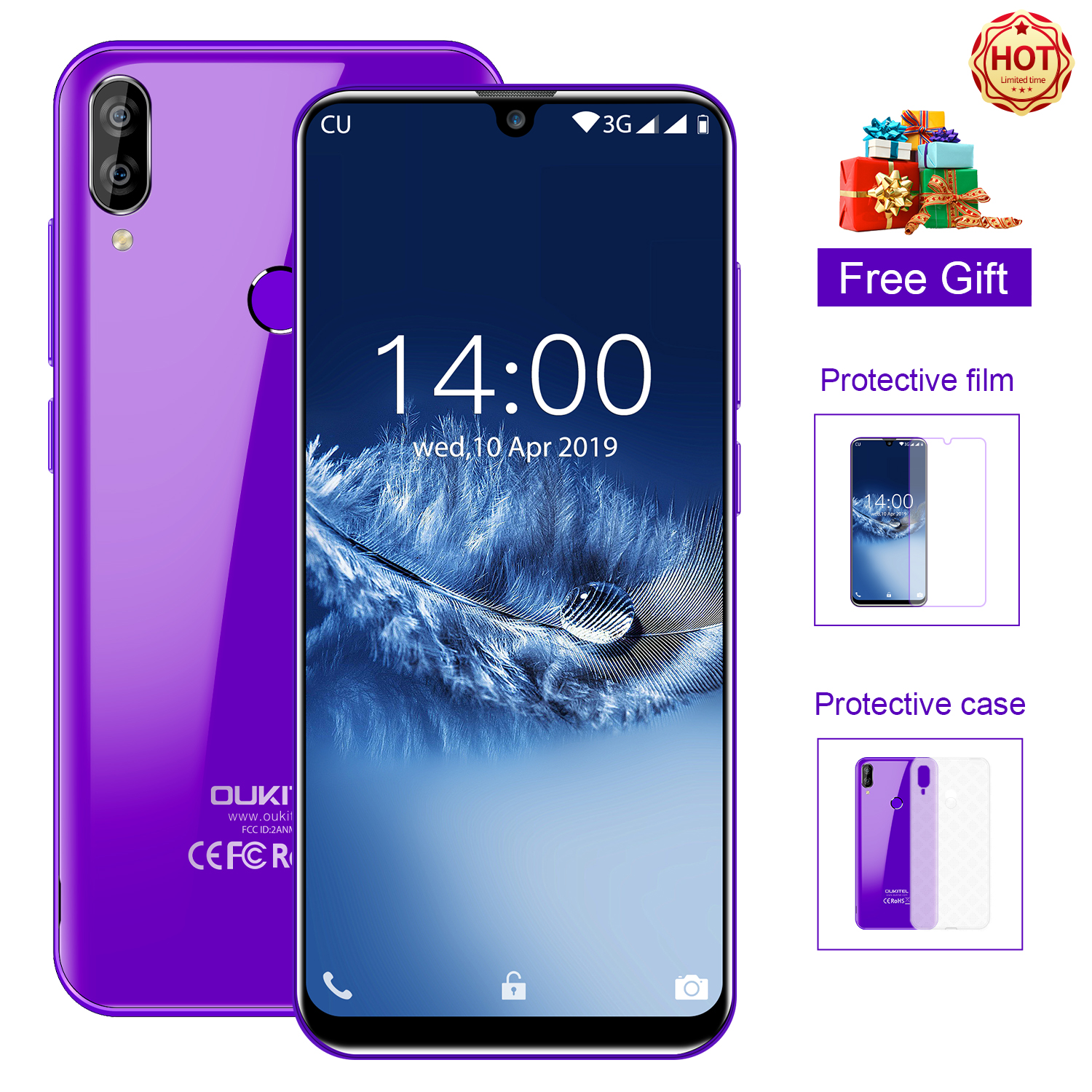 Oukitel C16 " Mobile phone 2+16 GB Android 9.0 support 5G/2.4G wifi with Face ID